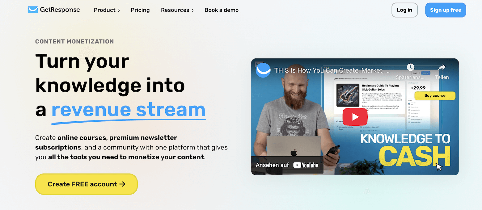 getresponse content monetization