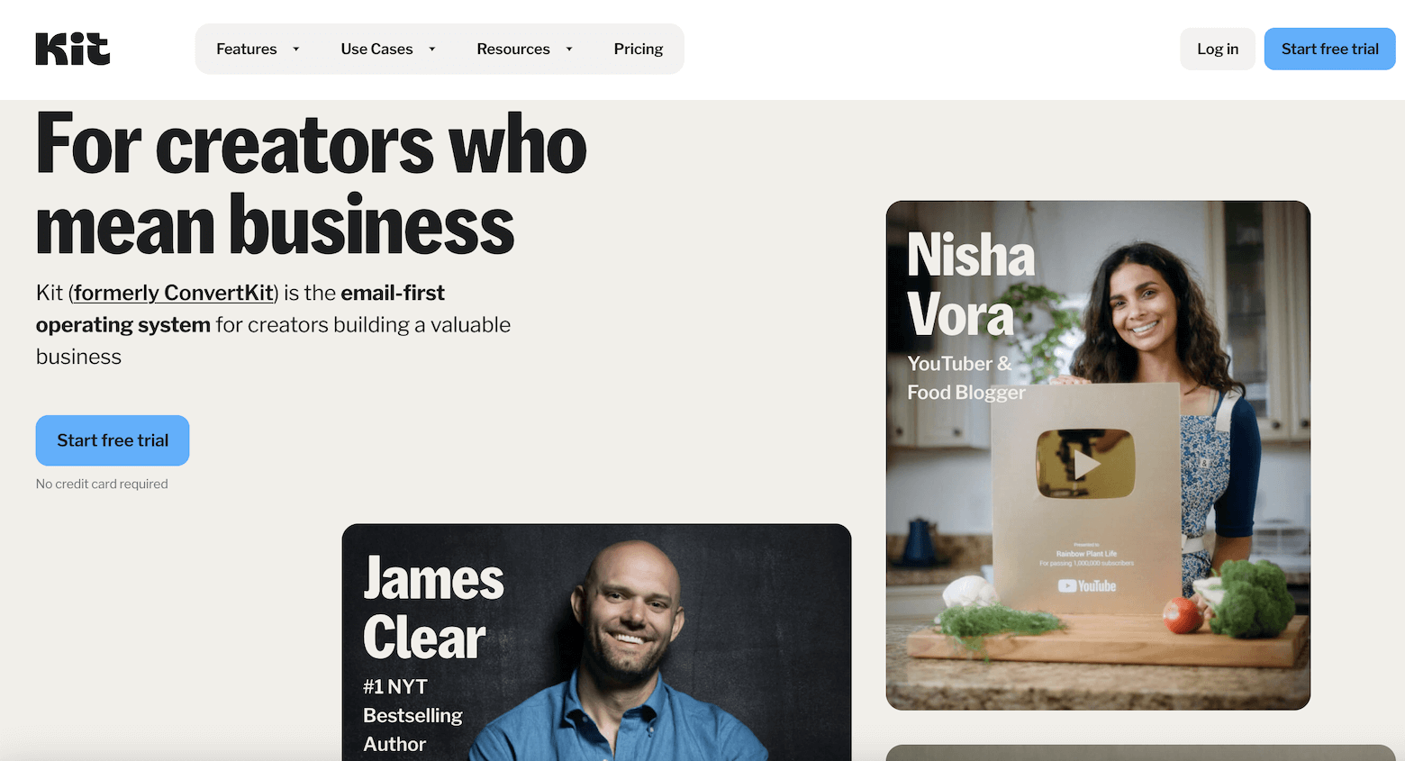kit homepage for creators