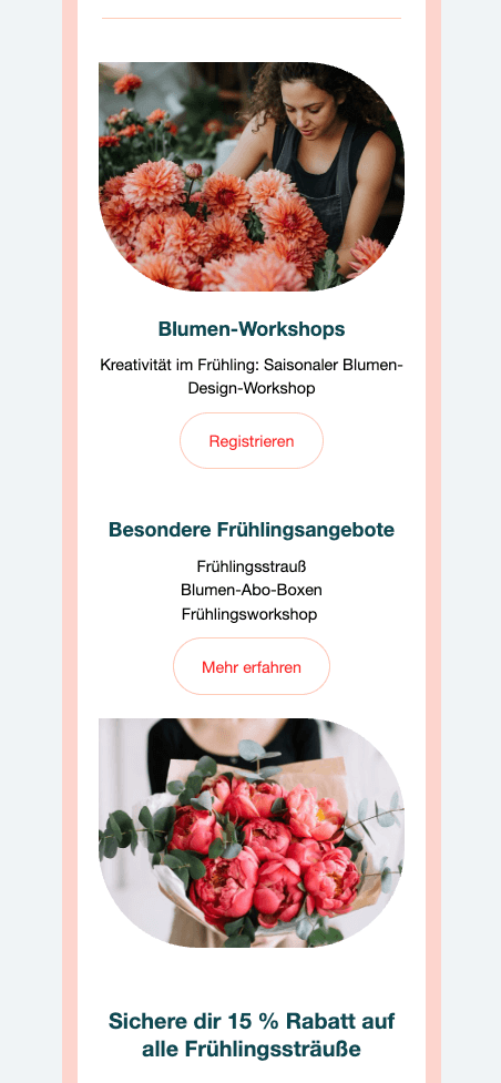 mailchimp email mobile version in der vertikalen anordnung