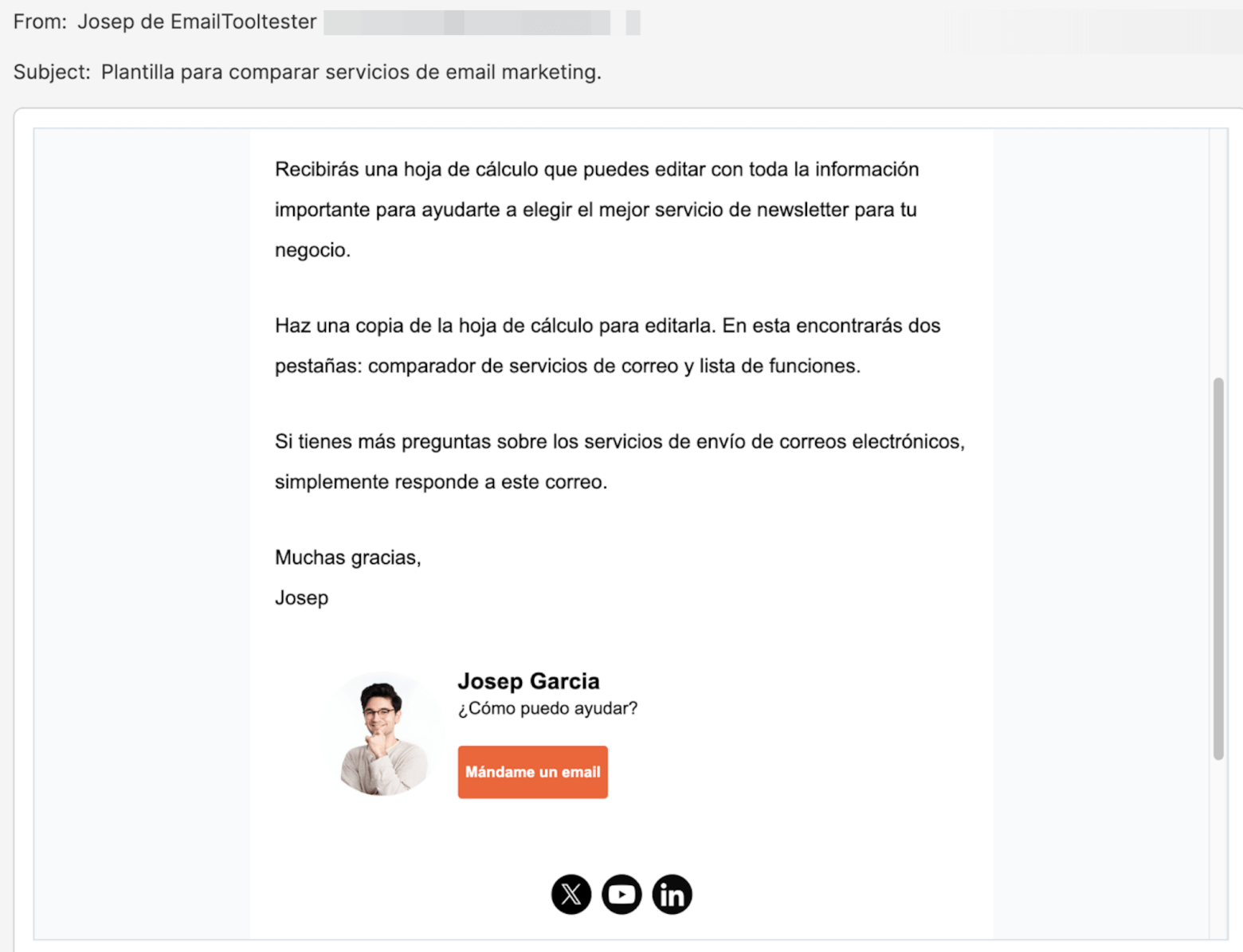 Ejemplo de email para la mejora de la entregabilidad