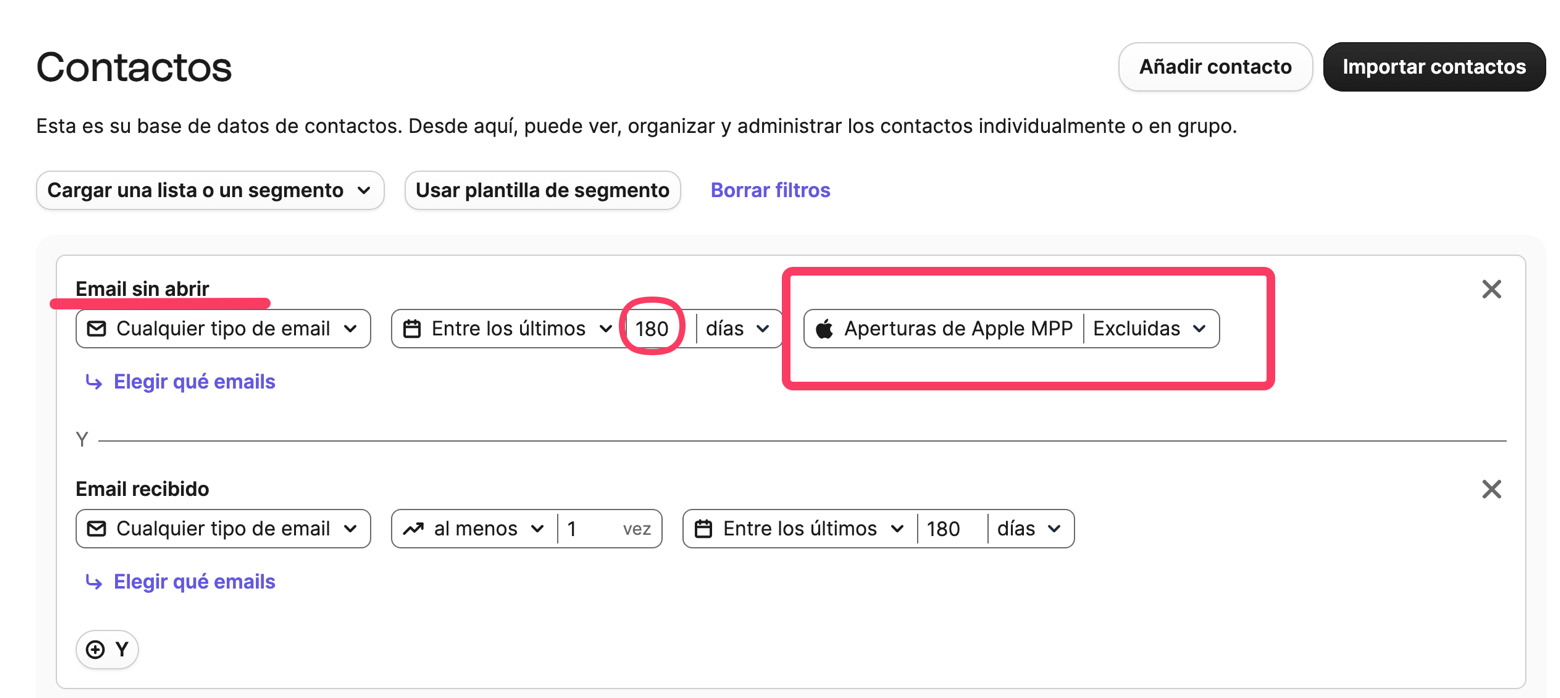 Filtros limpieza de lista con Brevo