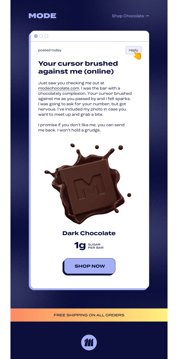 Mode chocolate re-engagement email 