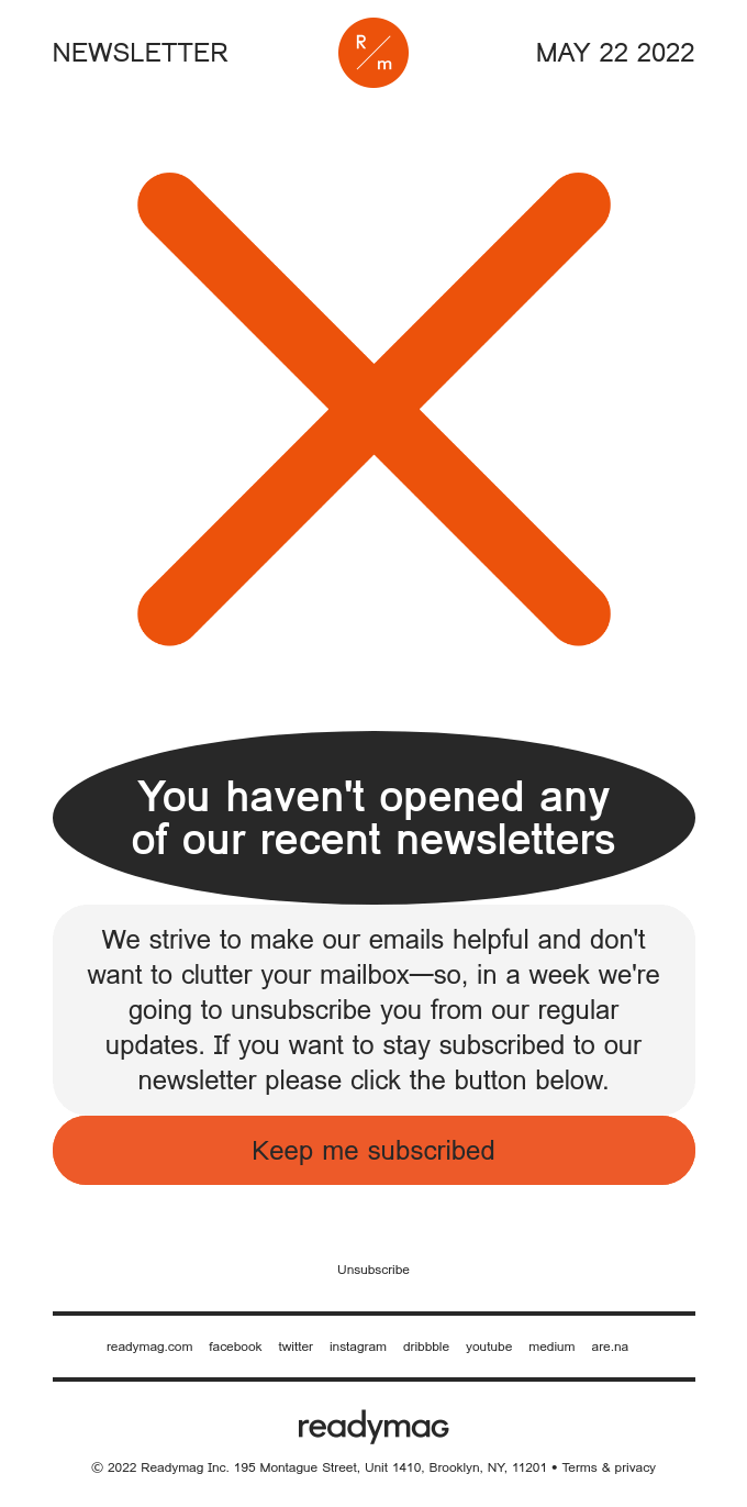 Readymag re-engagement email