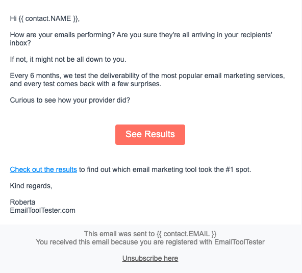 Resultados de suscriptores de email