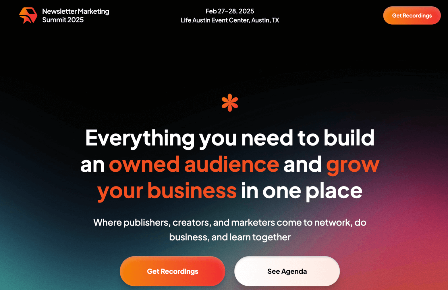 The Newsletter Marketing Summit Homepage
