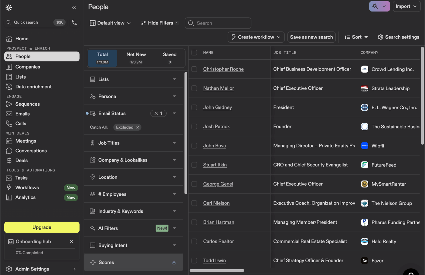 Apollo sales platform interface