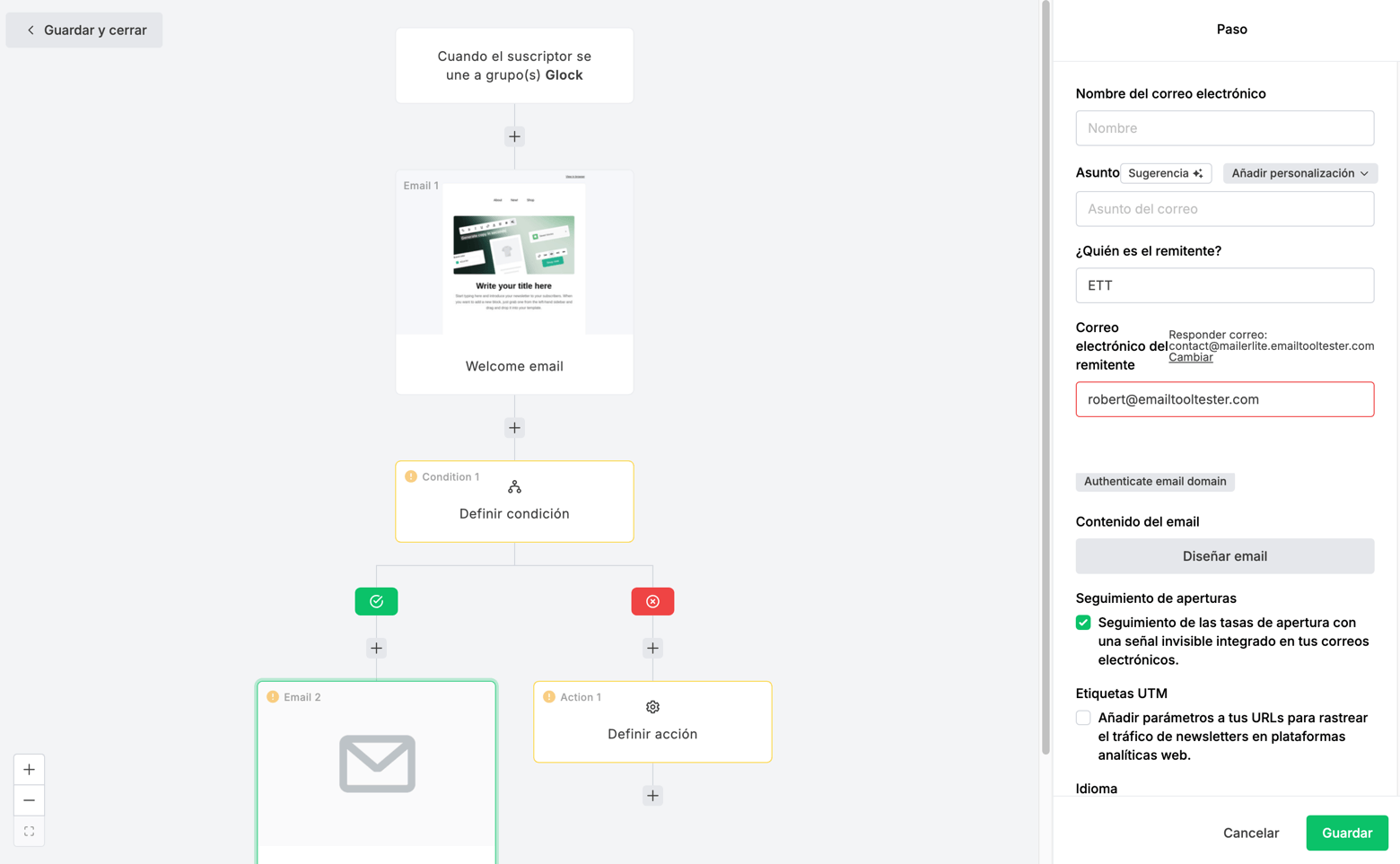 Ejemplo automatizacion con MailerLite