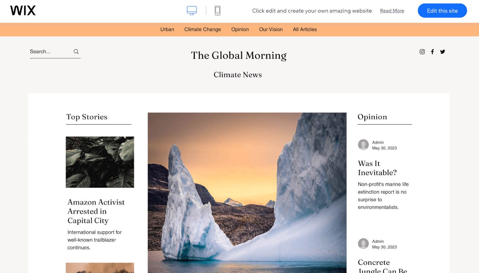 wix news site template