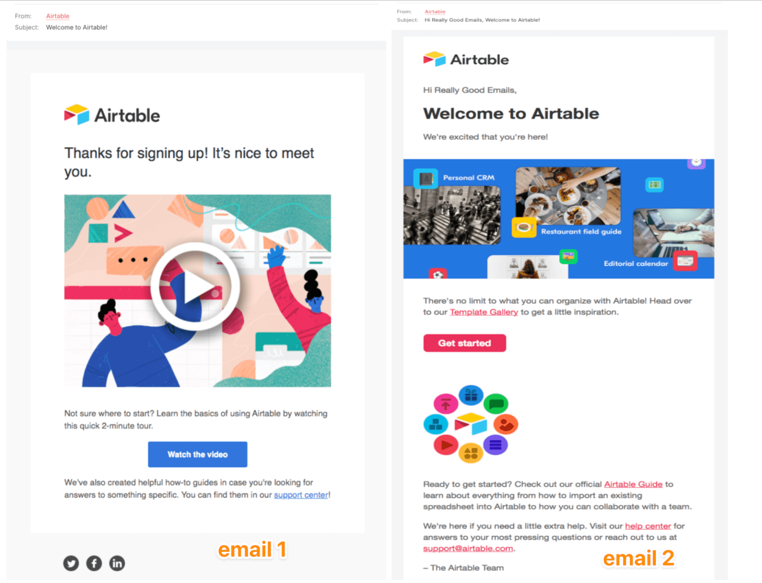 Airtable welcome email