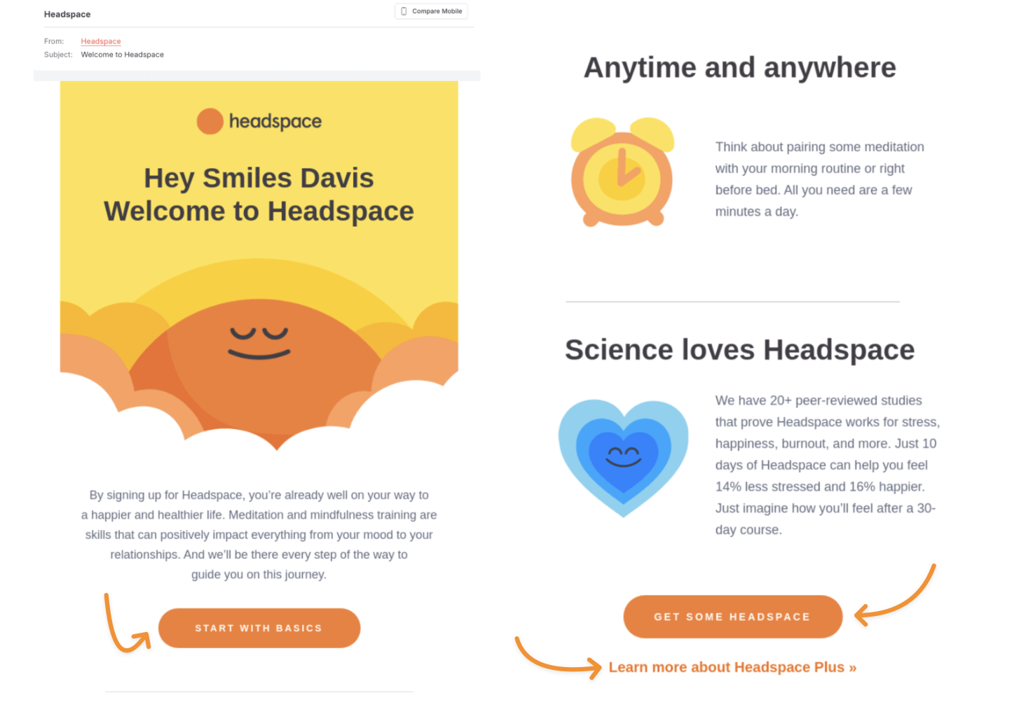 Headspace welcome email