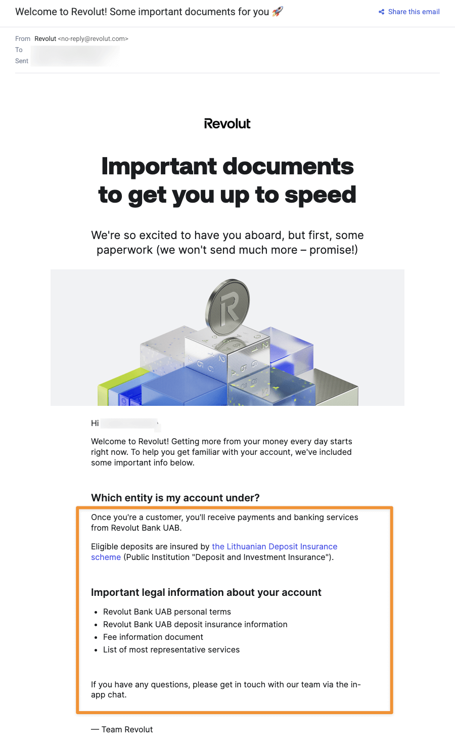 Revolut welcome email