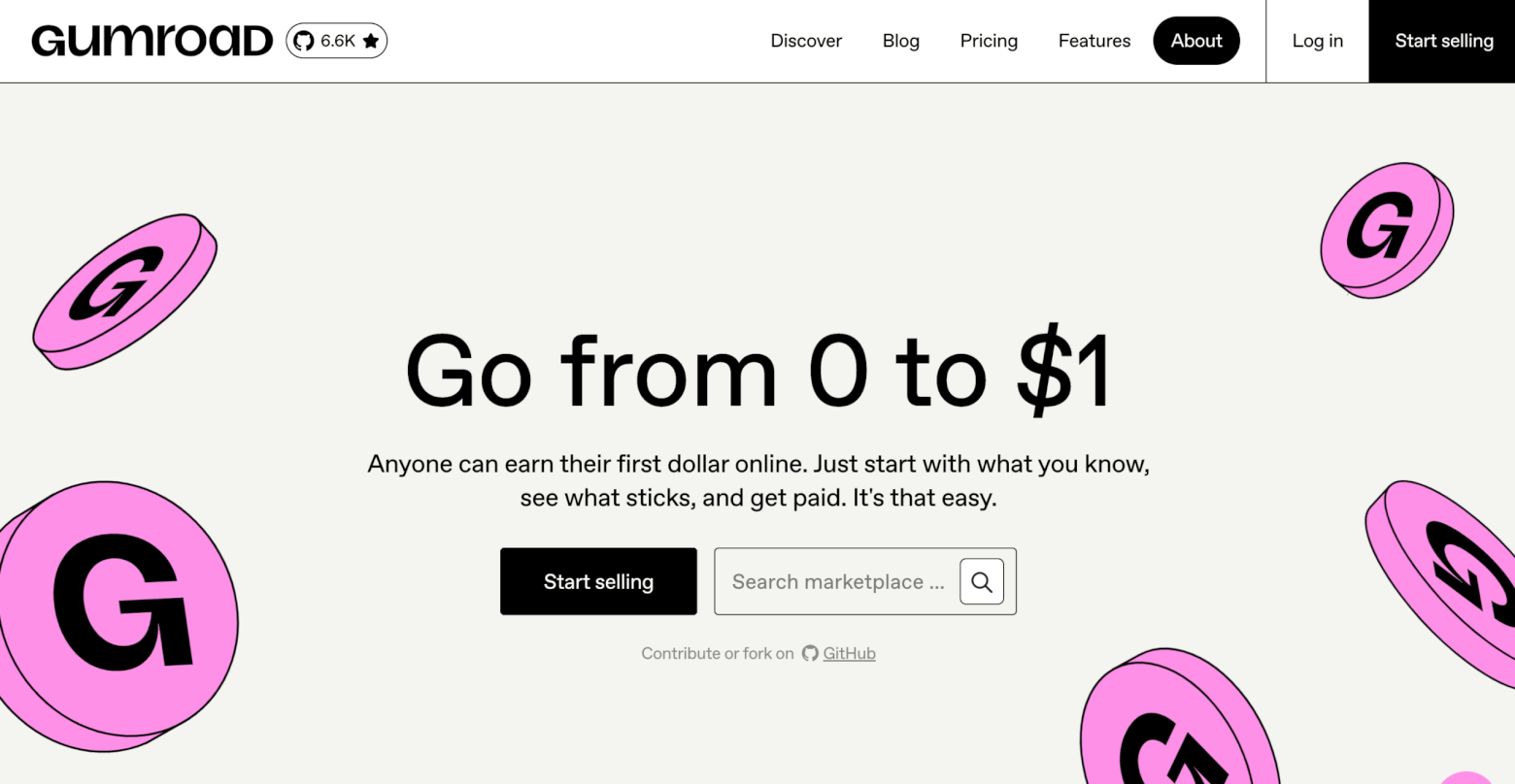 gumroad homepage