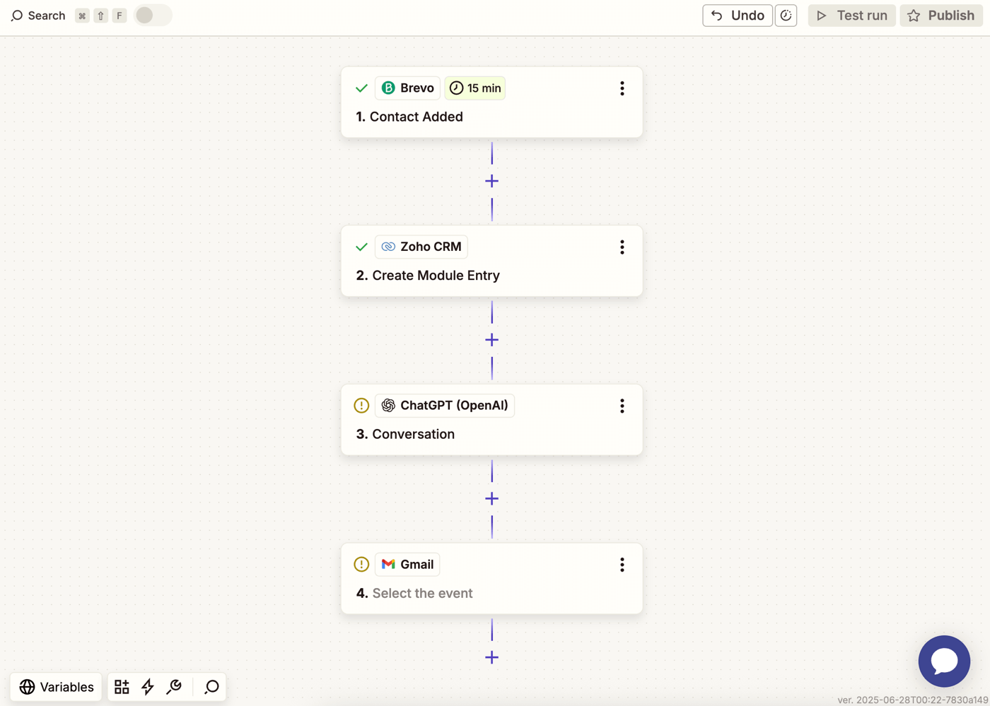 Multi-step Brevo automation in Zapier