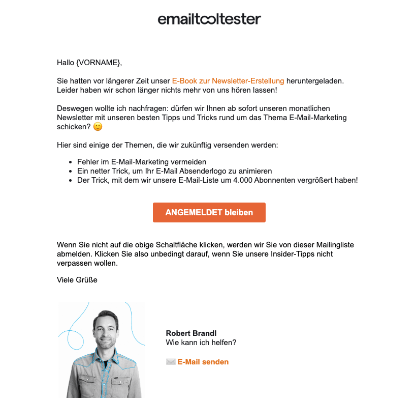 emailtooltester newsletter beispiel zur reaktivierung von kontakten