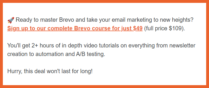 Brevo course offer for mini-course subscribers