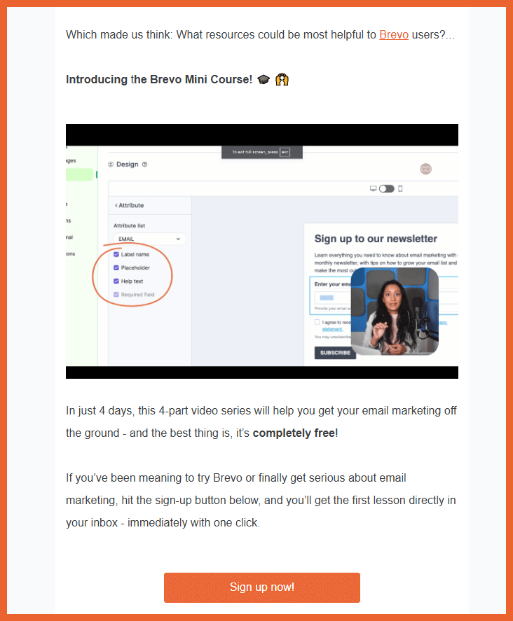 Brevo mini course email