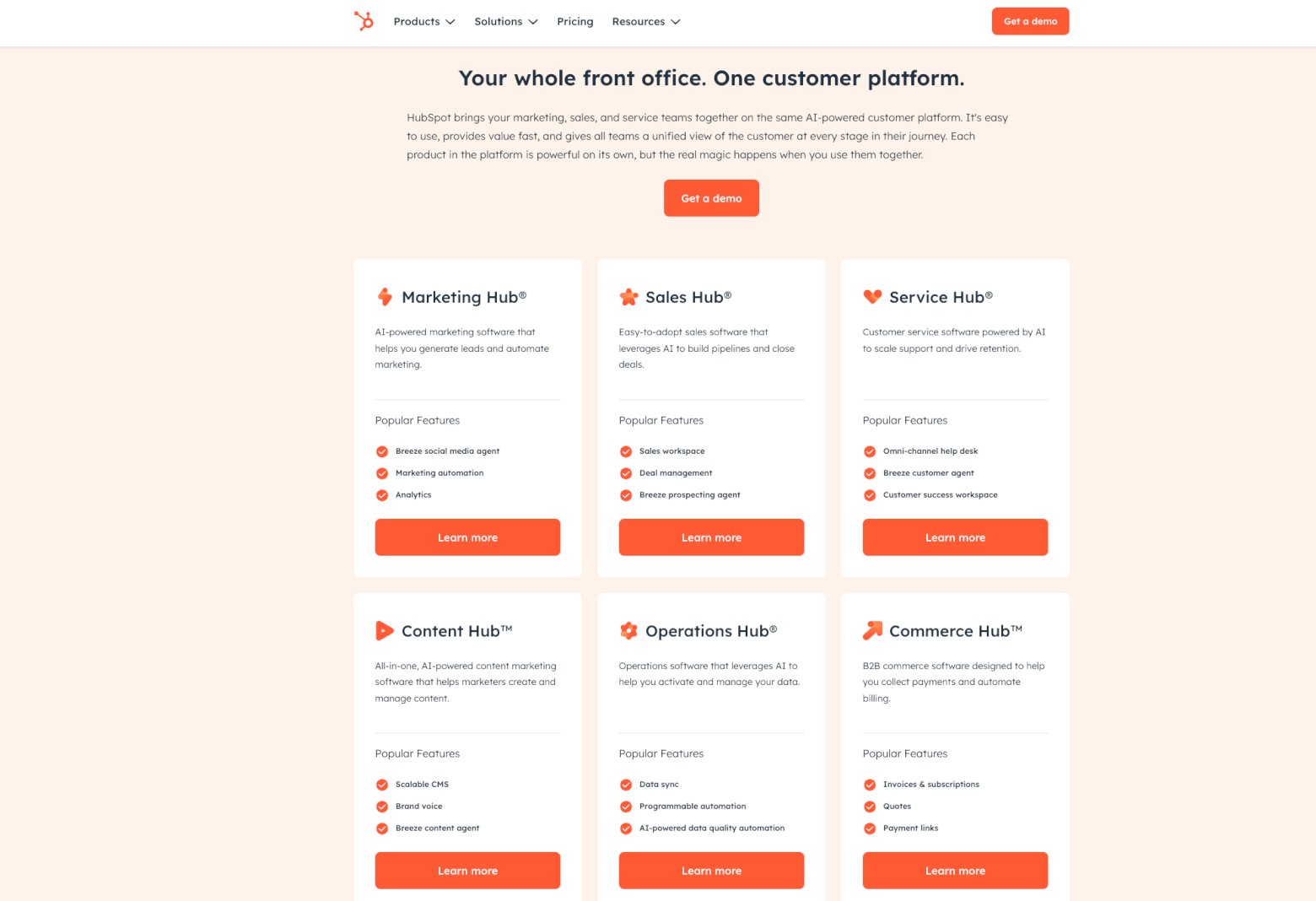 Hubspot tutorial homepage