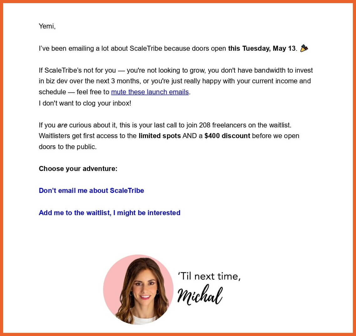 Launch opt-out email