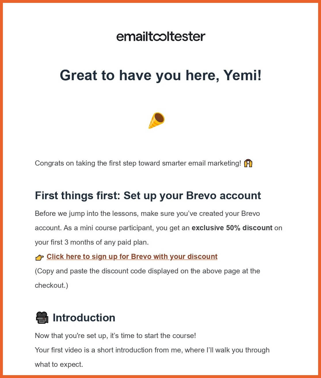 mini-course intro email