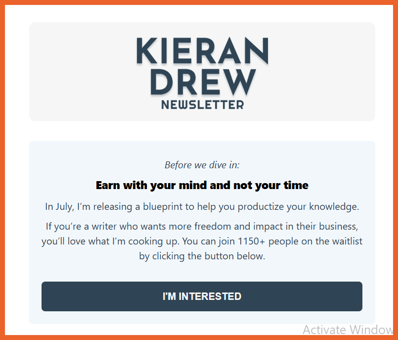 Waitlist invite in newsletter
