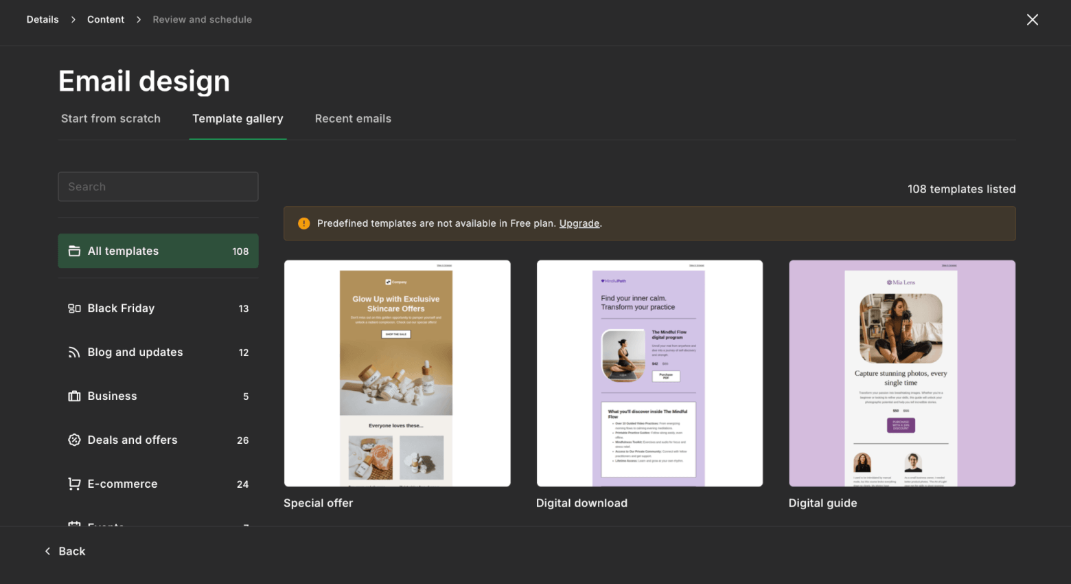 Mailerlite vs Klaviyo email templates