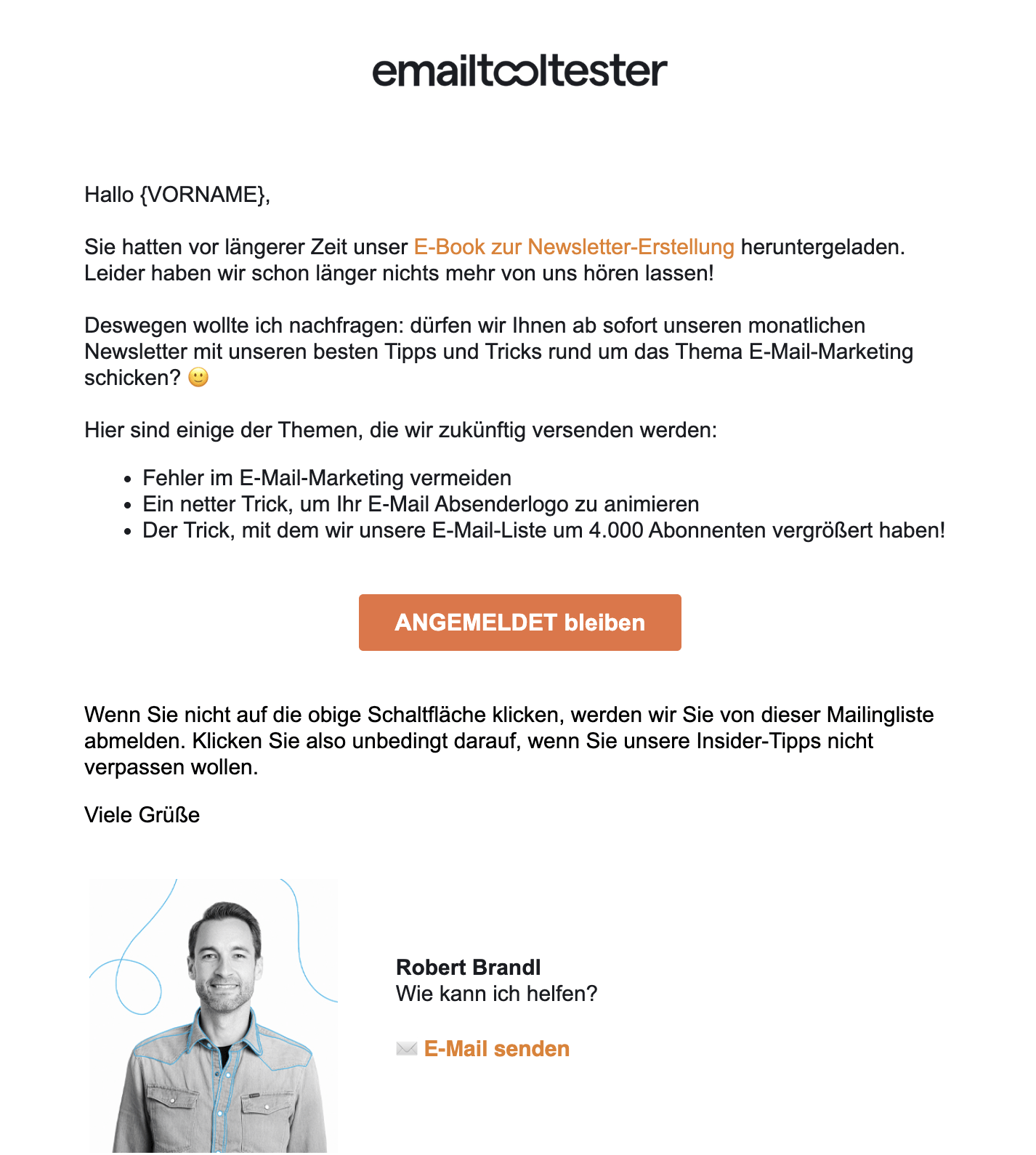 emailtooltester email anmeldung newsletter erneute bestätigung des abonnements