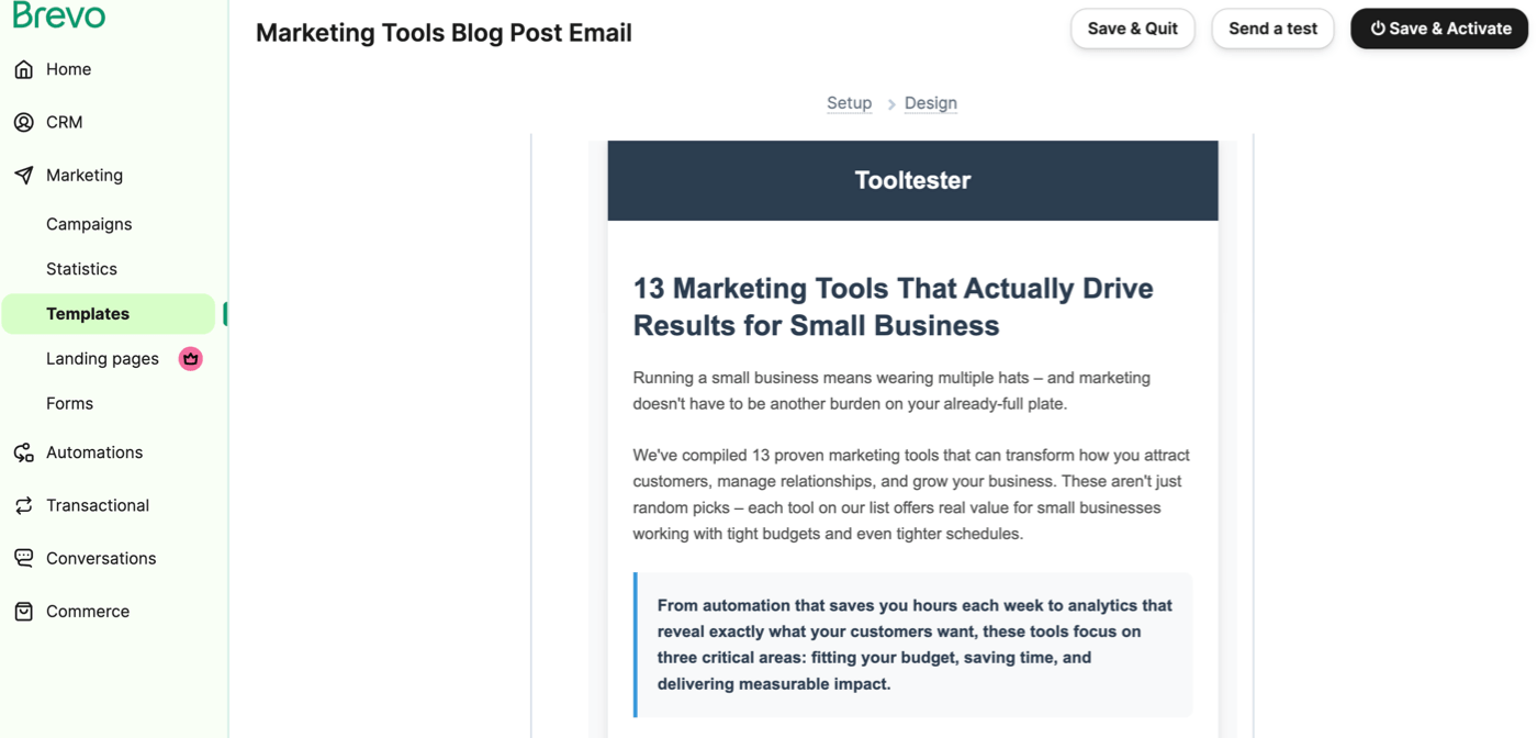 Alternative email created in Brevo using MCP