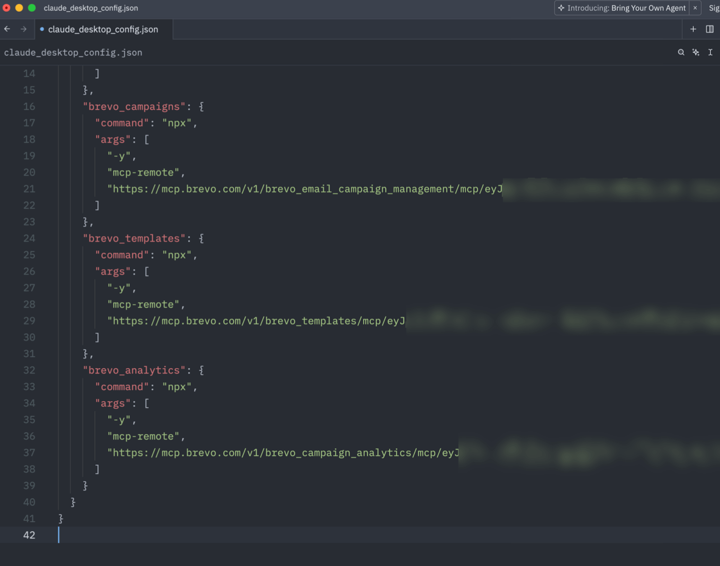 Editing the Brevo MCP JSON