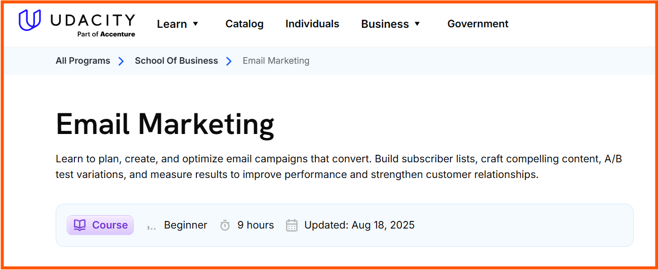 Email Marketing Course - Udacity 
