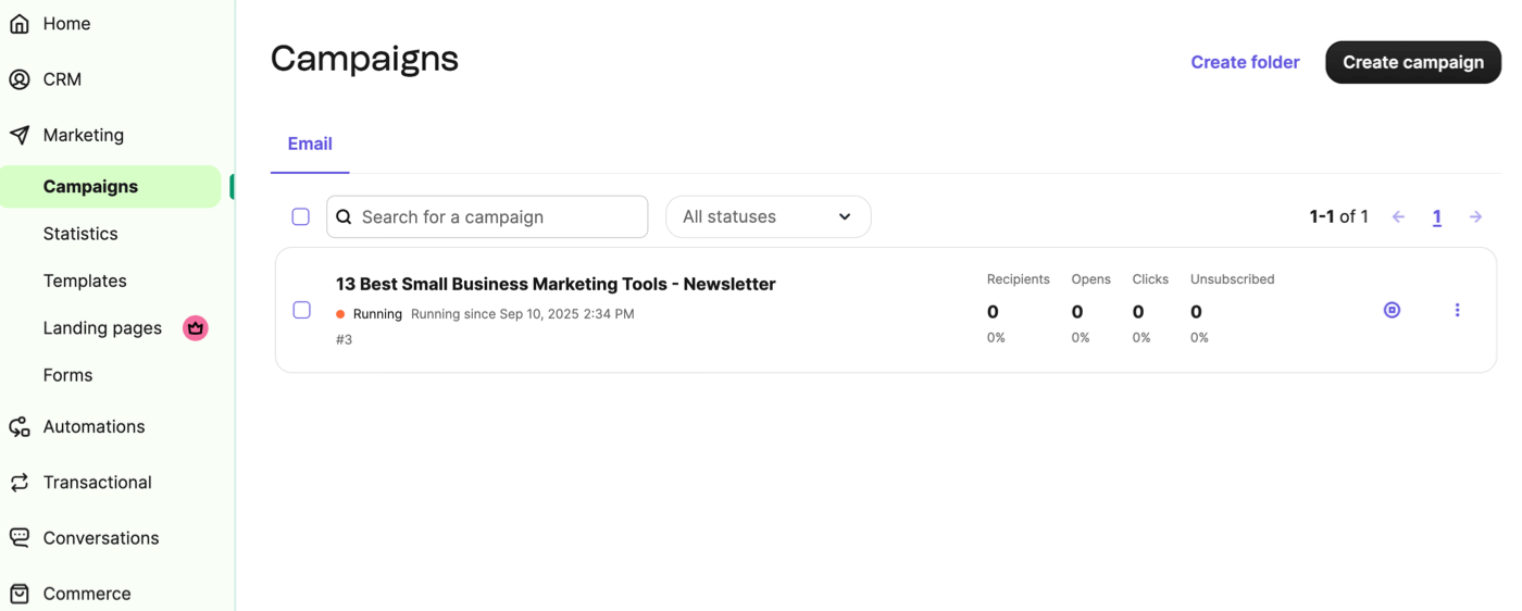 Email newsletter sent using MCP in Brevo dashboard