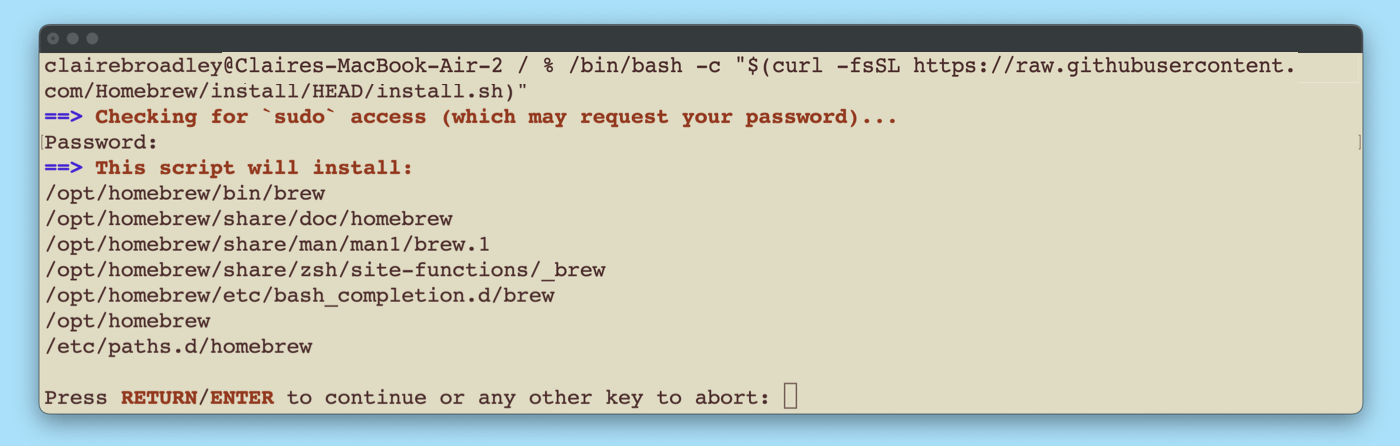 Installing Homebrew on Mac