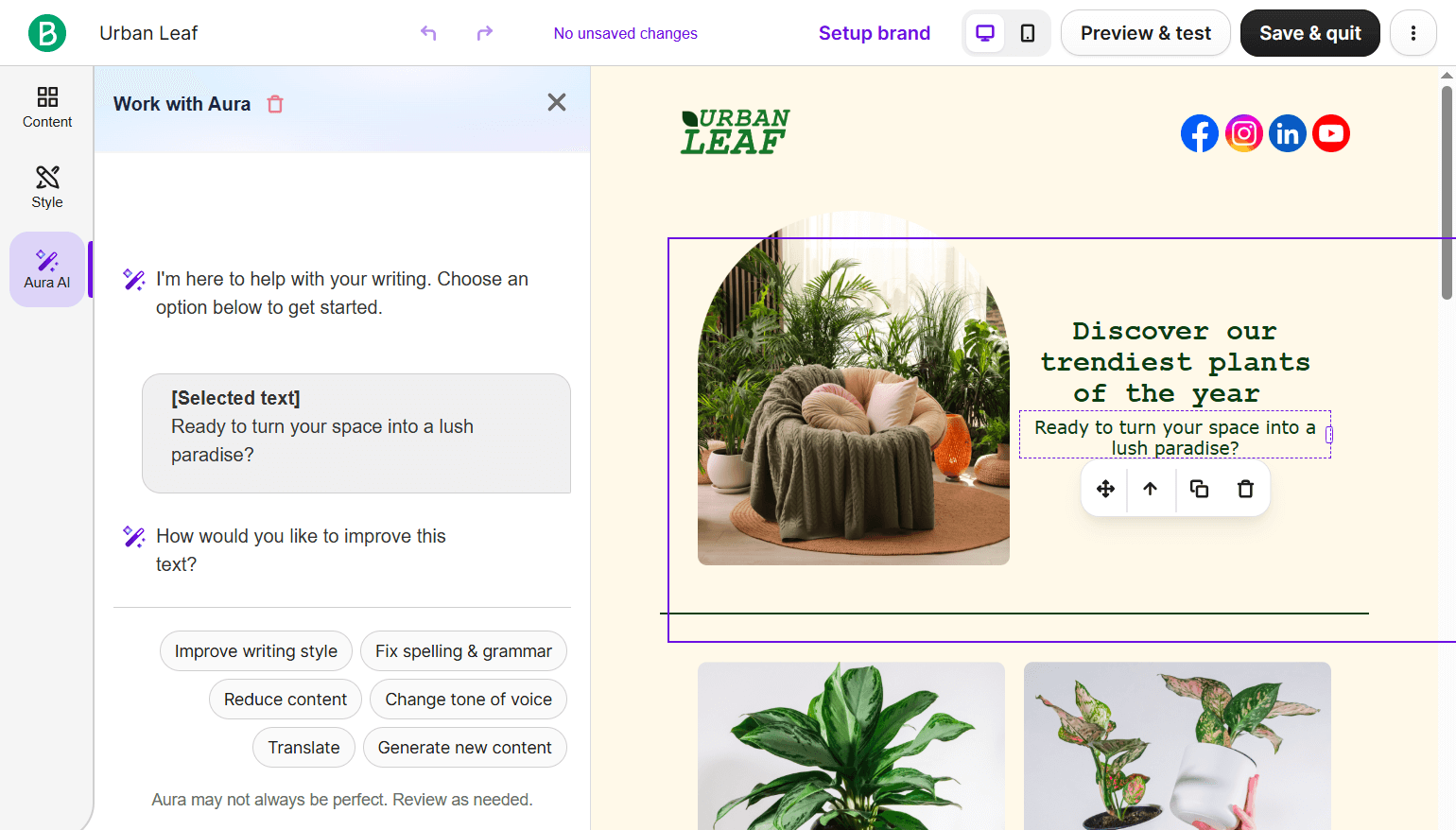 Brevo rewrite email with AI