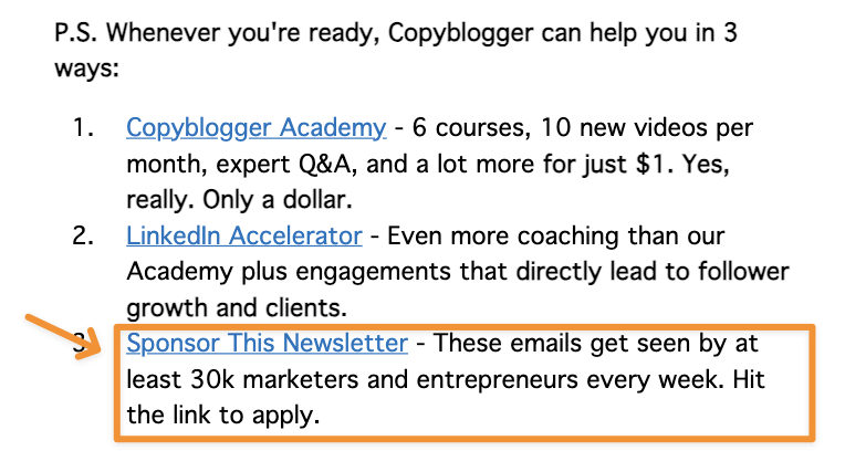 Example from Copyblogger
