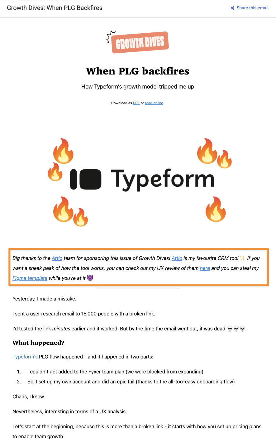 Growth Dive’s newsletter ad example