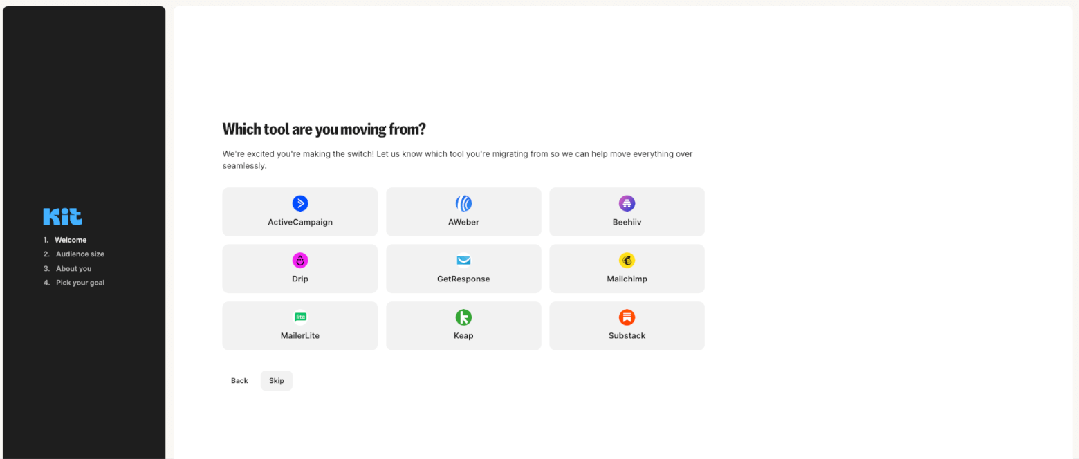 Kit signup process