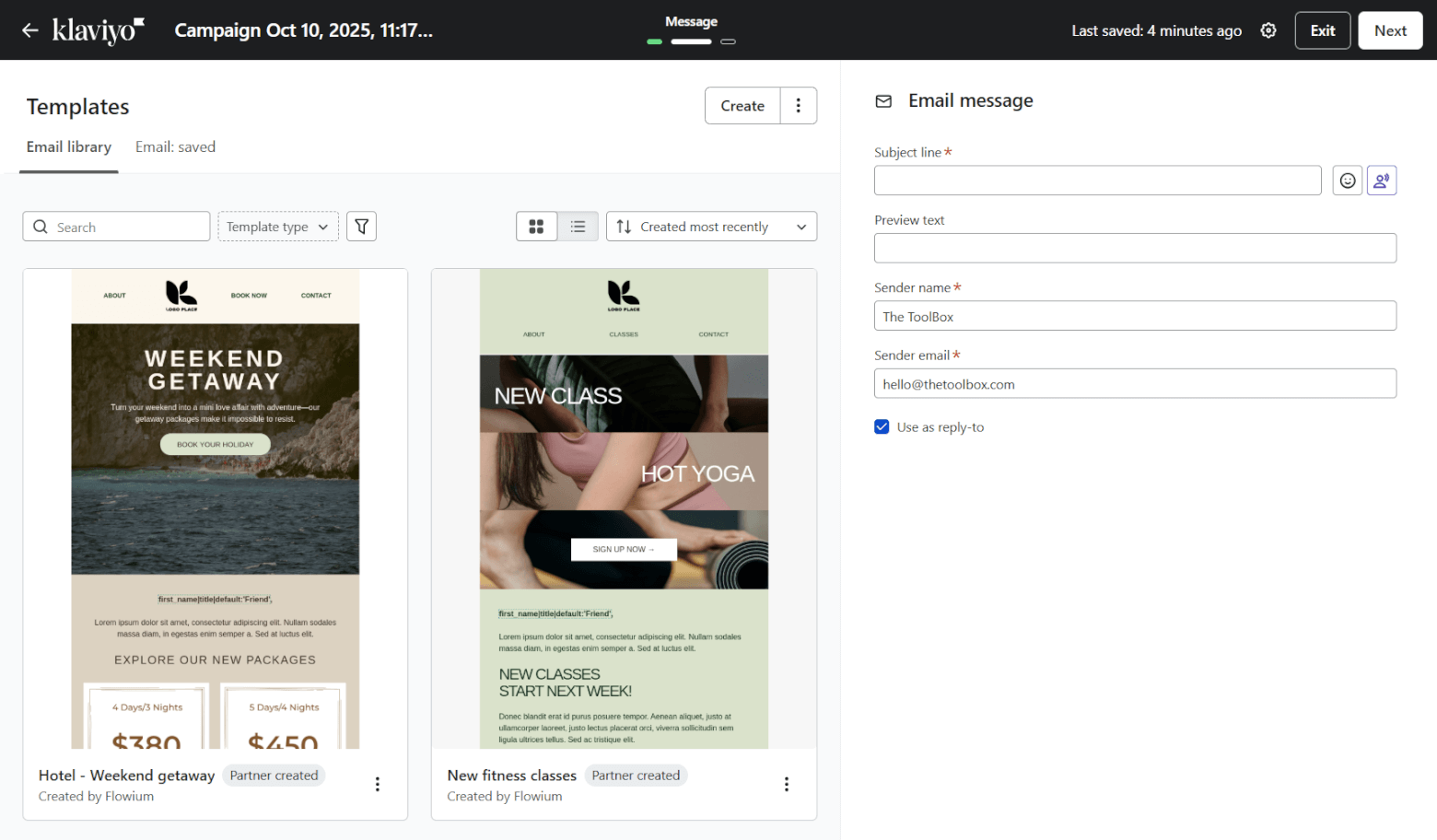 Klaviyo campaign templates