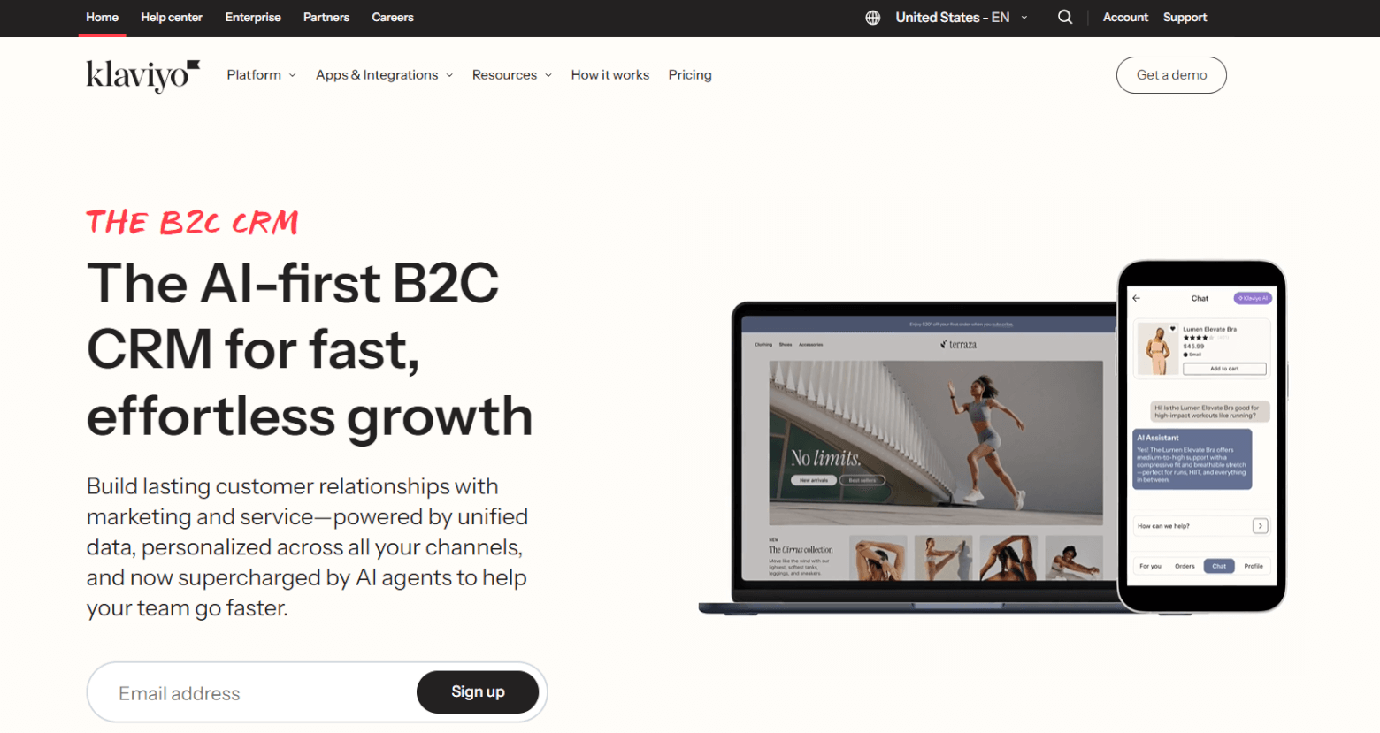Klaviyo homepage