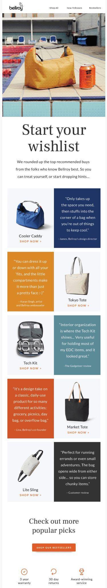 Bellroy ecom welcome email