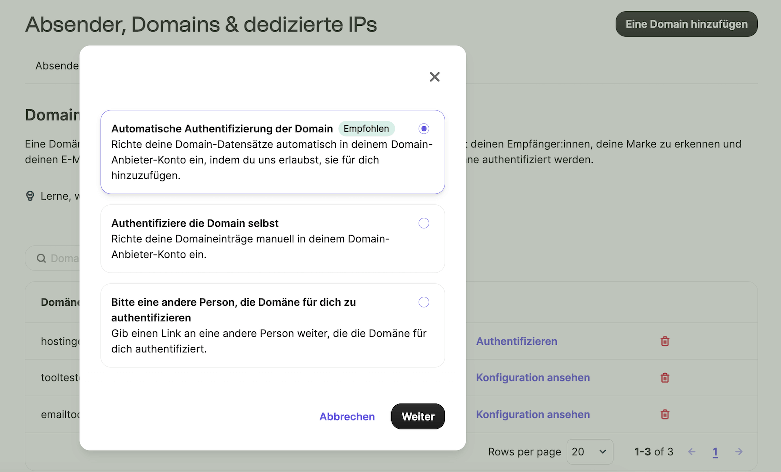 brevo domain authentifizieren