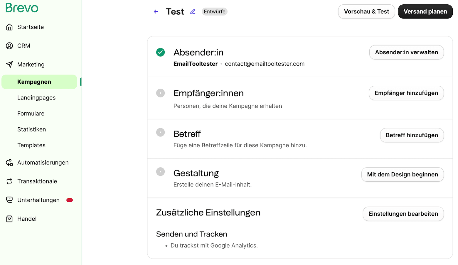 brevo kampagne erstellen