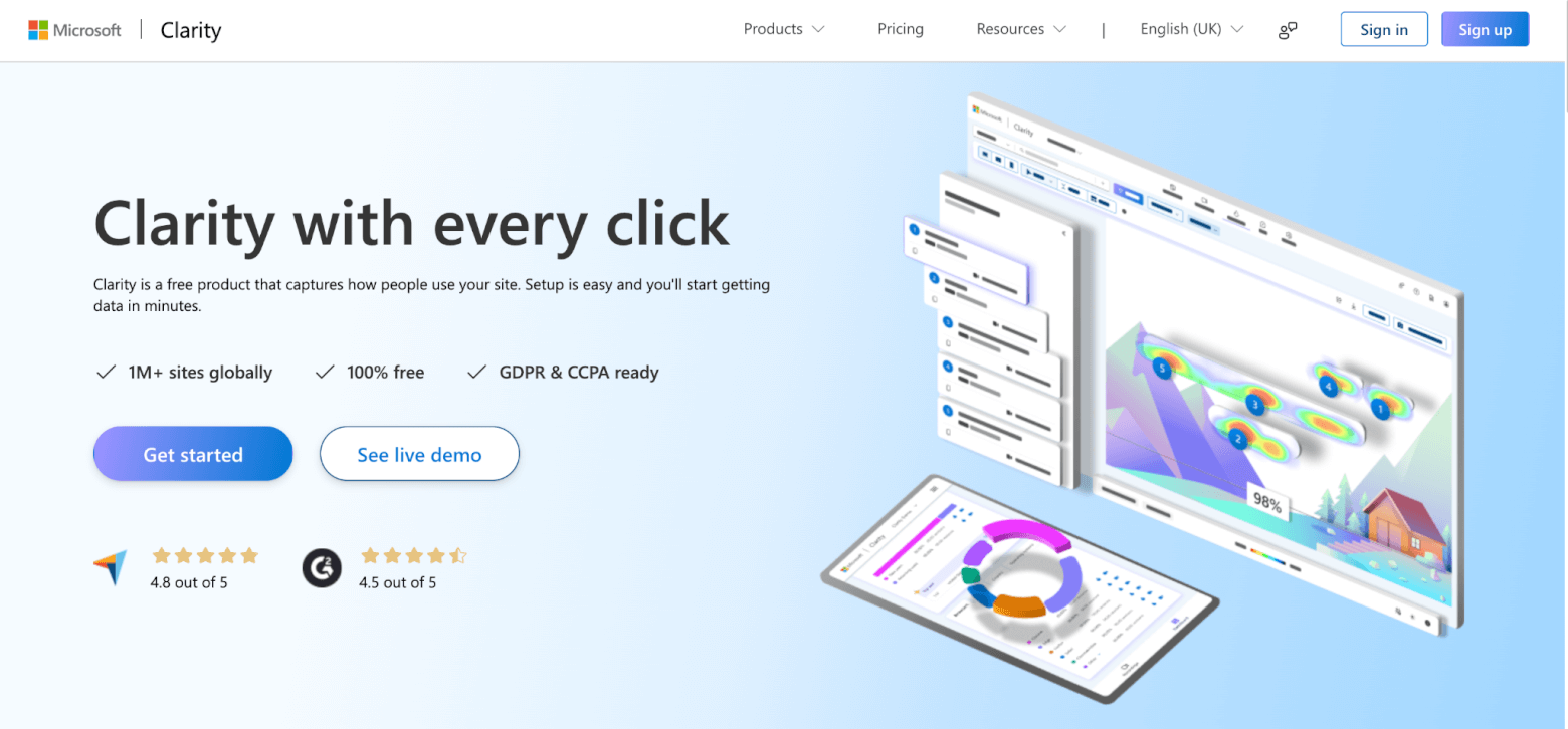 microsoft clarity homepage
