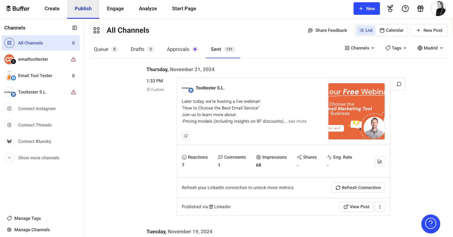 scheduling social media posts with buffer