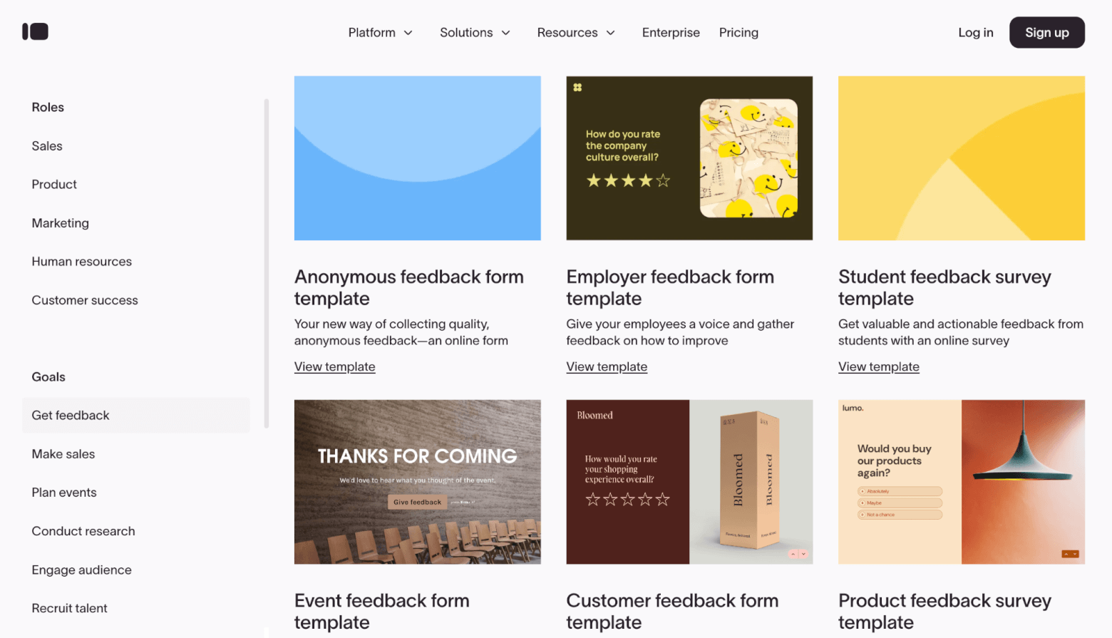 typeform templates for collecting feedback