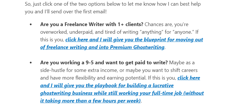Welcome email self-segmentation