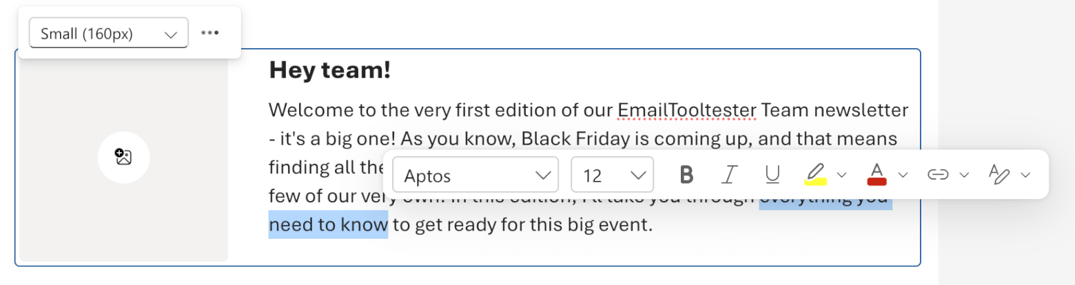 adding text to your newsletter