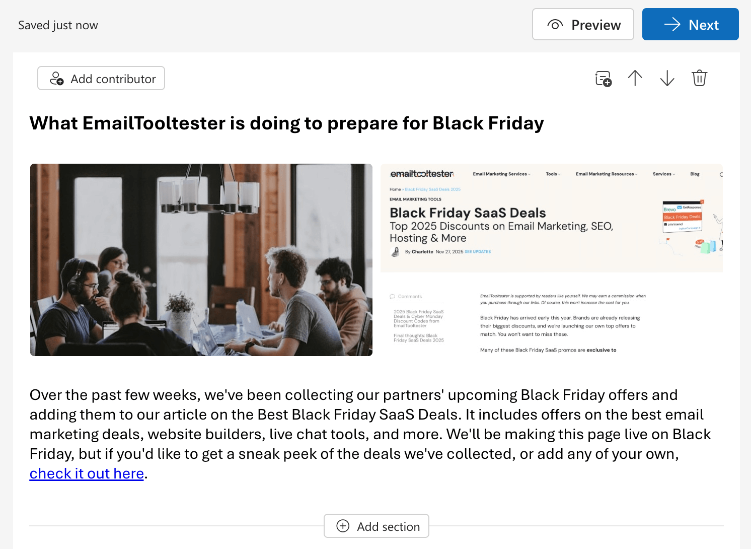 adding to your newsletter sections
