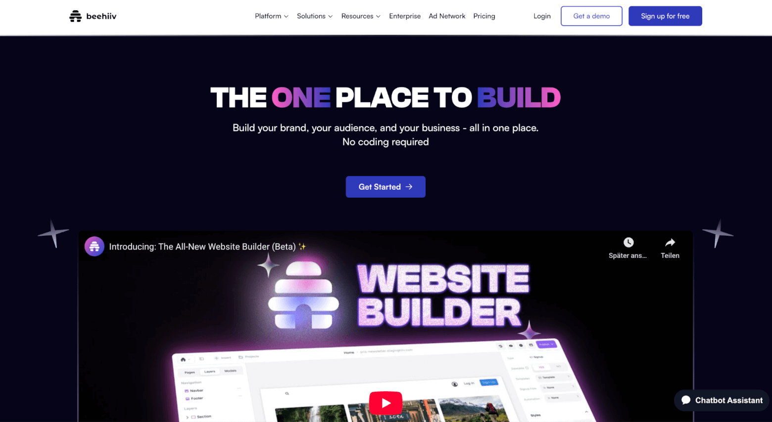 beehiiv website builder homepage