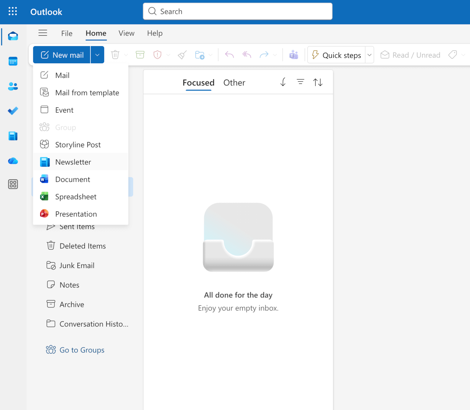 where to find newsletters in outlook