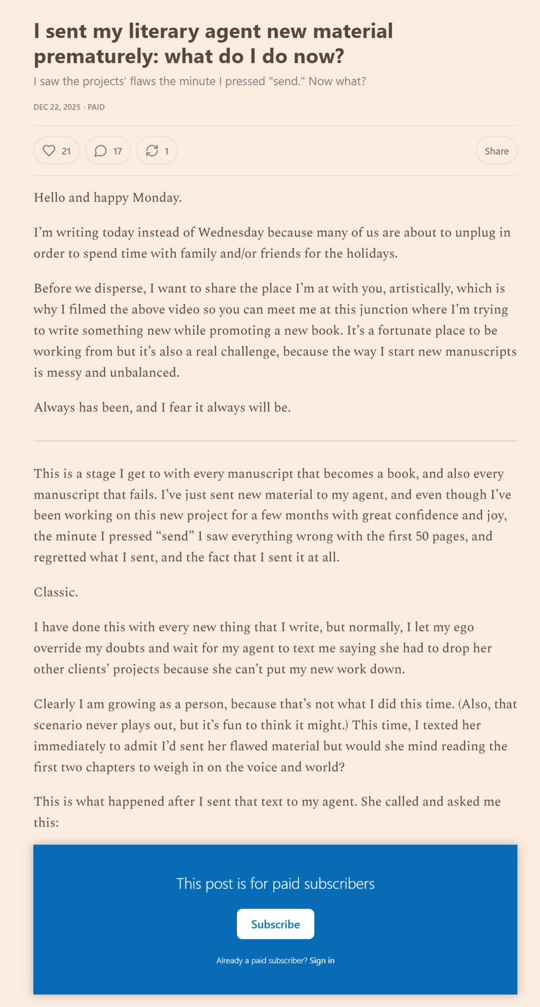 Paid Substack-style newsletter