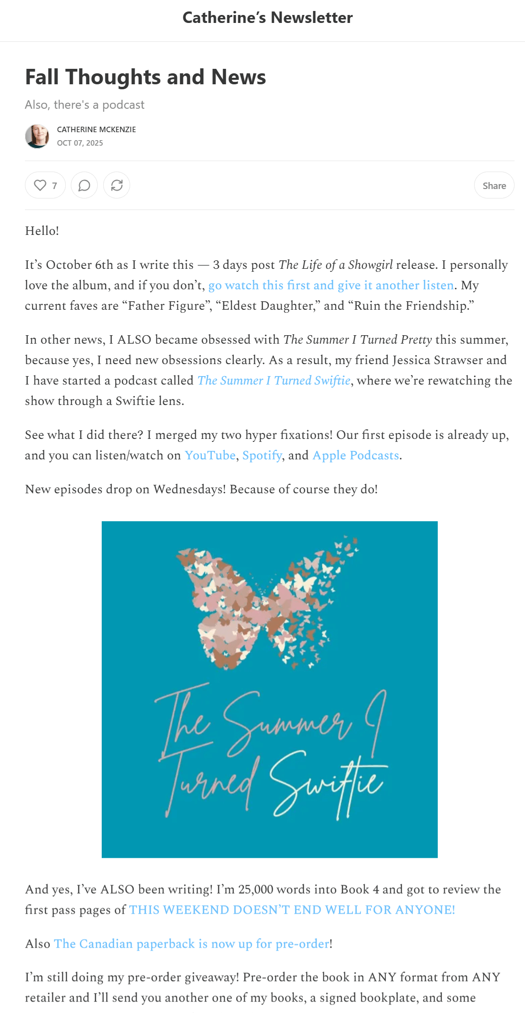 Seasonal recommendation newsletter